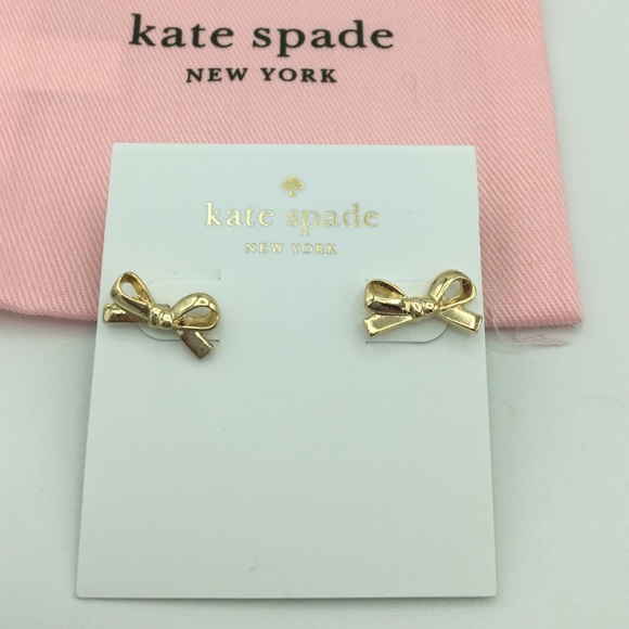 Kate Spade Skinny Mini Bow Stud Earrings in Gold for Women